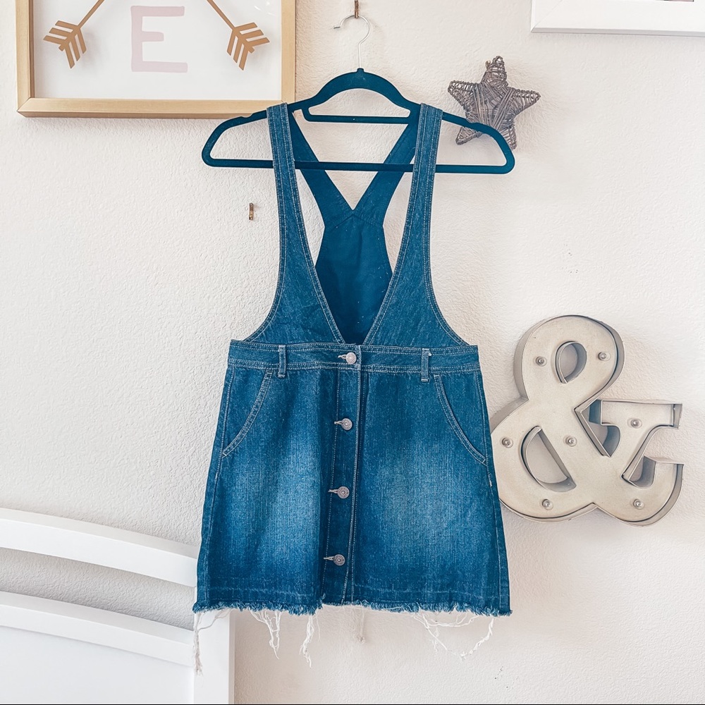 UNIQLO GU denim skirt dress overalls